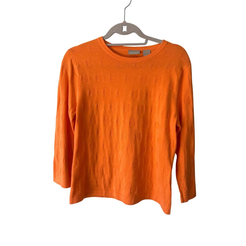 Field Gear Orange Dot Pattern Long Sleeve Top Large